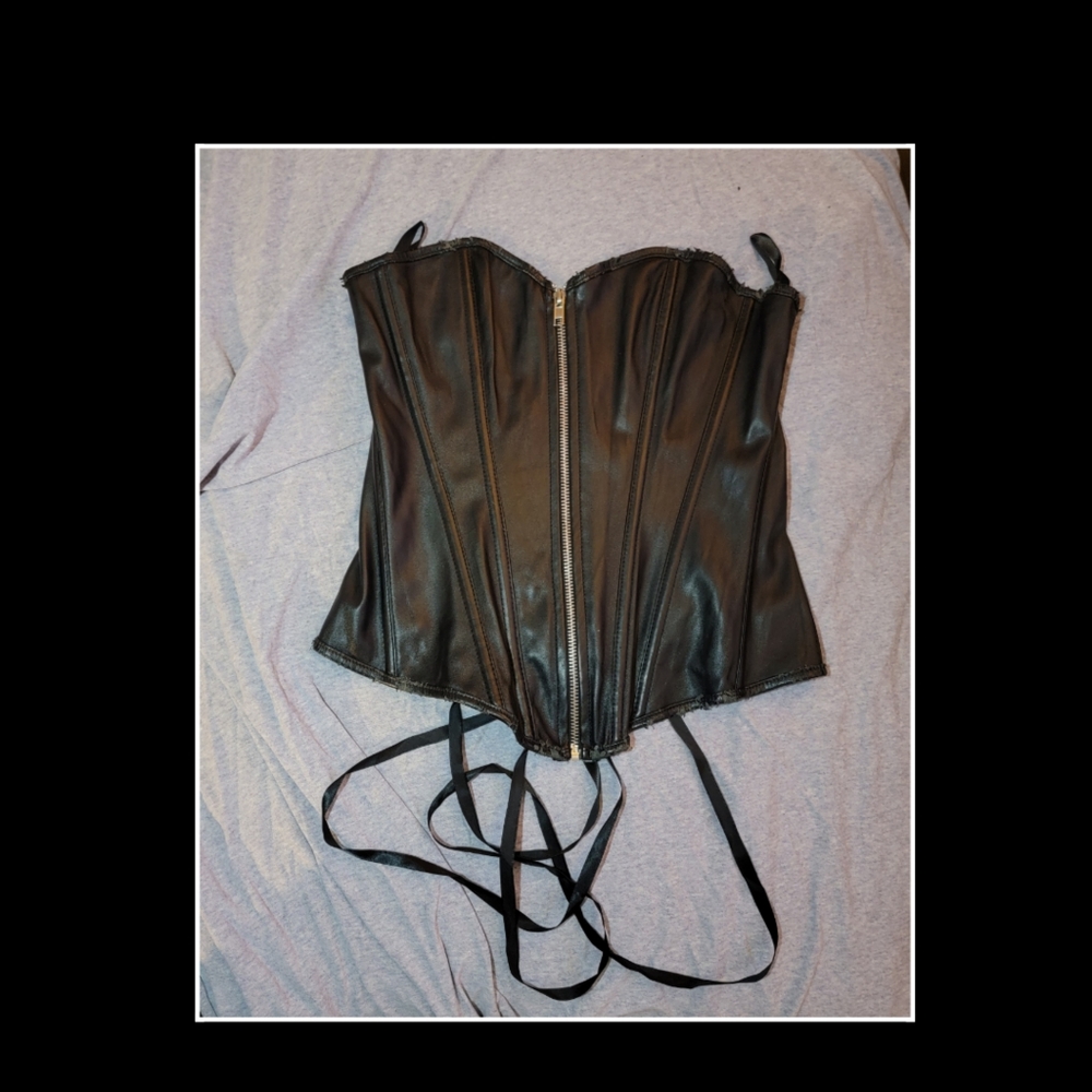 Black Zip Up Pleather Corset